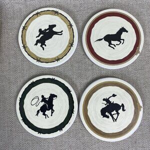 Sonoma Happy Trails Western Coaster Set of 4 Cowboy Rodeo